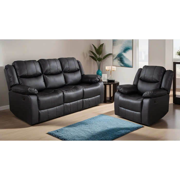 Latitude Run® Kamarli 2 Piece Leather Manual Reclining Living Room Set